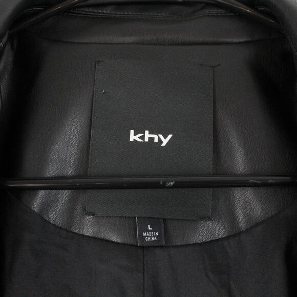 Khy x Namilia Dress Large Black Faux Leather Blazer Mini Chic Trench Night Out - Picture 10 of 14